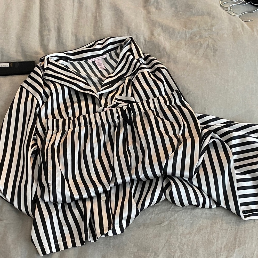 Victoria's Secret Black and White Striped Sleep Set